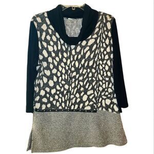 Leopard Print Mock Neck Knit Sweater